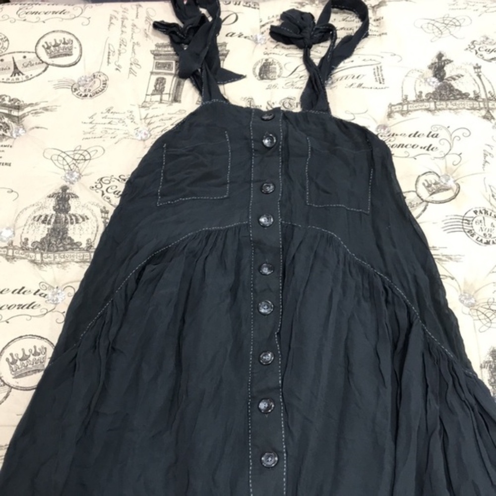 Free People Black Button Up Fit + Flare Dress - Picture 2 of 5